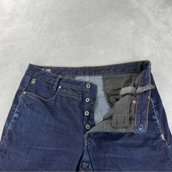 Vintage G-Star Men's Sz 40x31 Staq 3D Tapered Dark Indigo Denim Jeans Button Fly - Picture 7 of 13